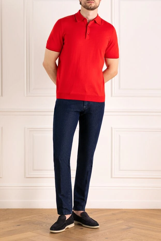 Svevo men's basic polo shirt in bright scarlet with a classic collar 195709 - photo 2