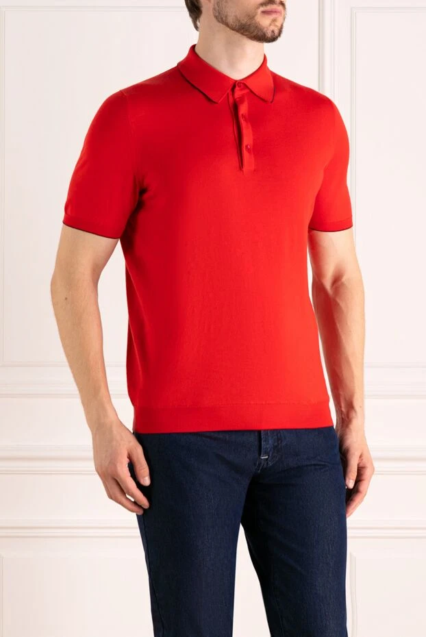 Svevo men's basic polo shirt in bright scarlet with a classic collar 195709 - photo 3