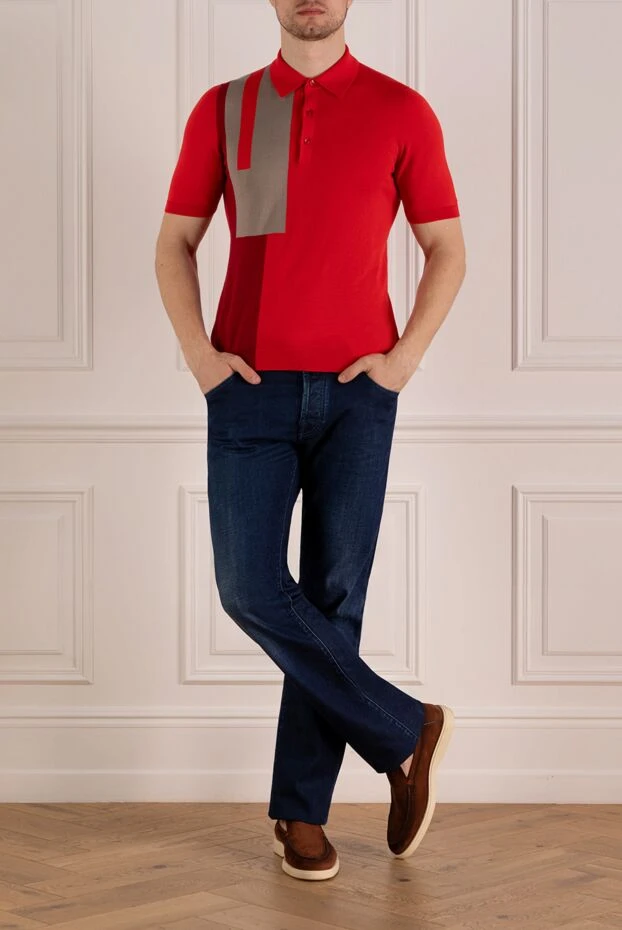 Svevo men's red cotton polo with print 179488 - photo 2