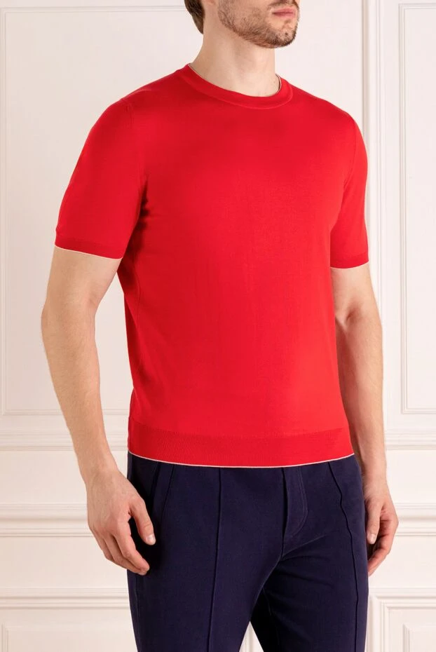 Svevo basic cotton jumper in rich red with short sleeves 195713 - photo 3