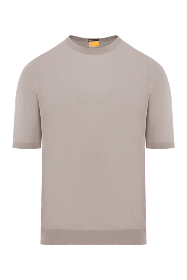 Svevo solid beige jumper made of soft cotton with elastic trim 179496 - photo 1