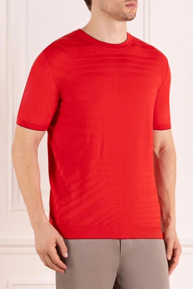 Svevo a short-sleeved, fine cotton jumper in a bright red tone with a textured weave 195718 - photo 3