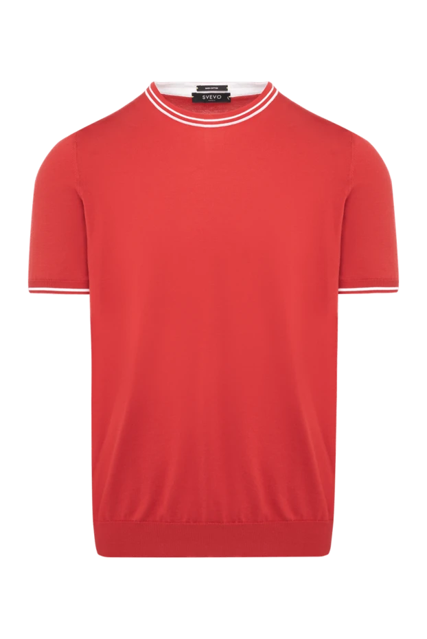 Svevo men's cotton jumper in a rich red shade with contrast piping 195430 - photo 1