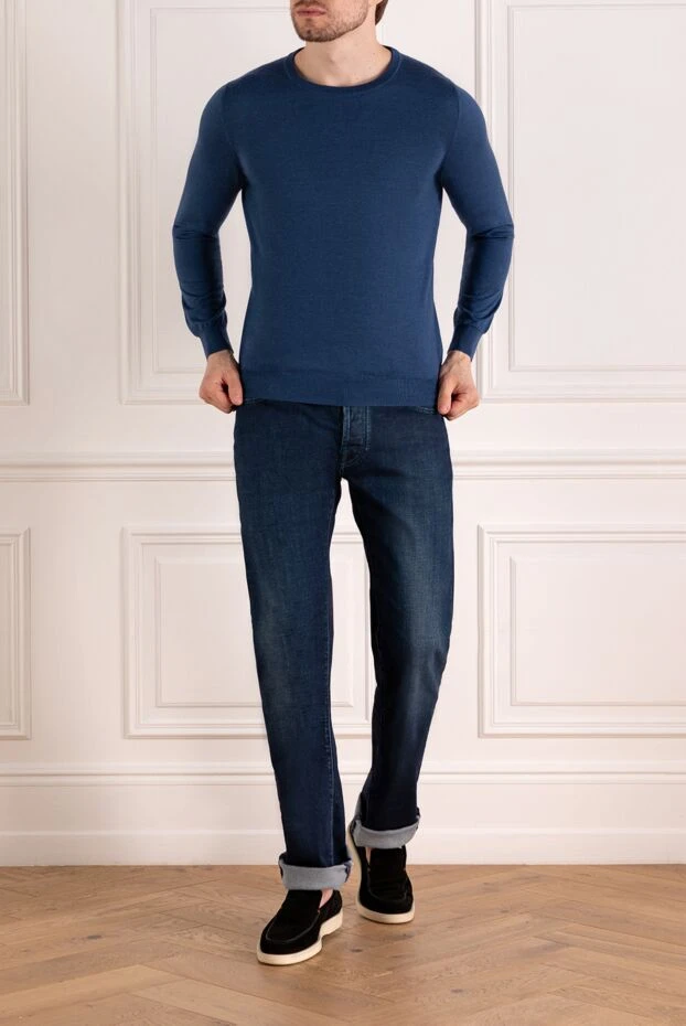 Svevo man long sleeve jumper for men, blue, cashmere and silk buy with prices and photos 179537 - photo 2