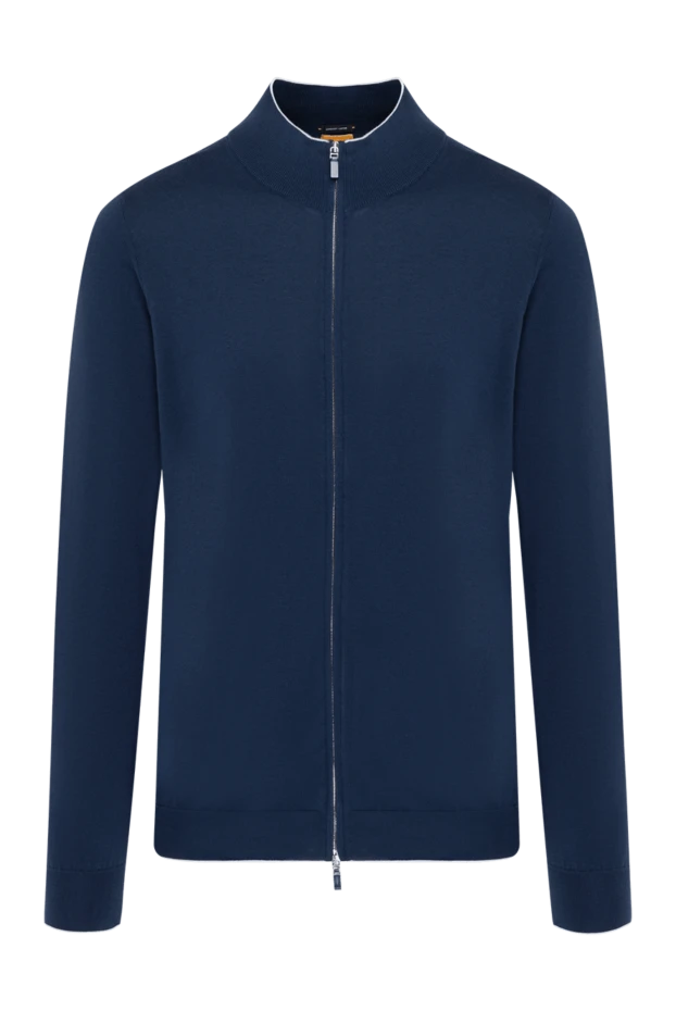 Svevo men's blue cotton zip-up cardigan with a stand-up collar 195720 - photo 1