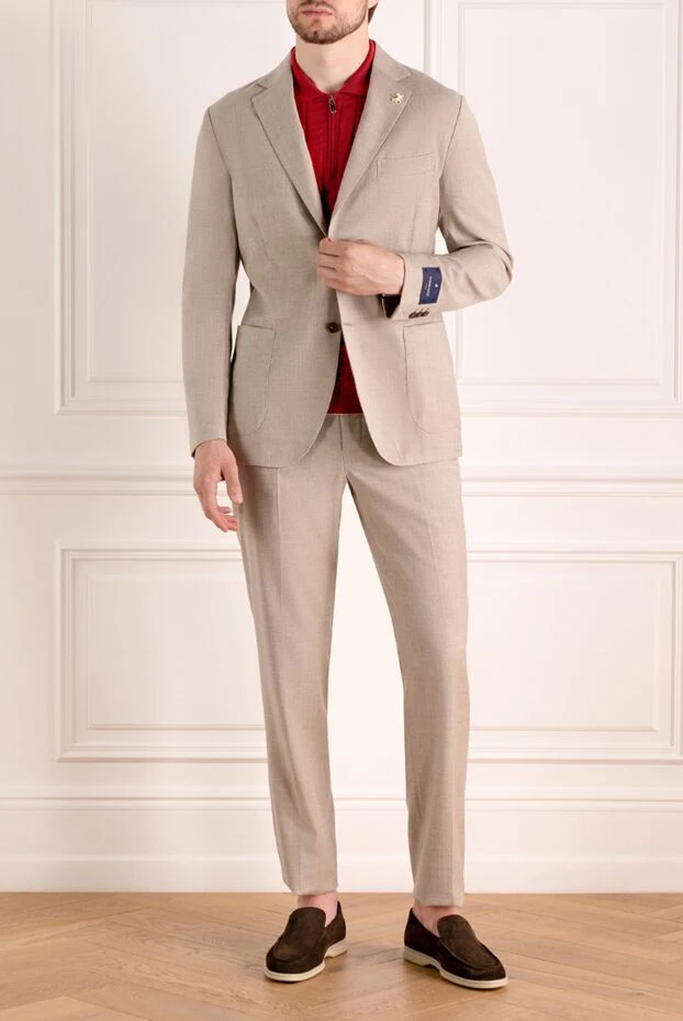 Tombolini man men's beige suit made of wool and elastane 179626 - photo 2