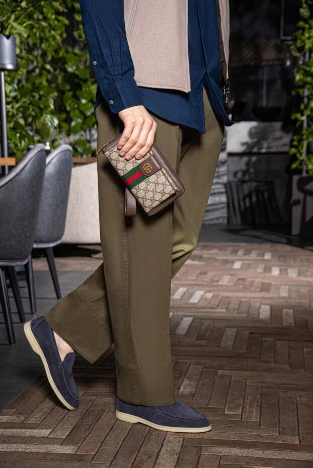 Cesare di Napoli men's dark blue suede loafers with a contrasting sole 179638 - photo 2