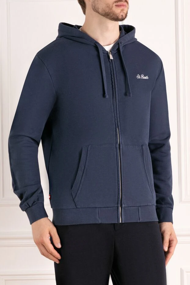 MC2 Saint Barth men's dark blue zip-up hooded sweatshirt 195768 - photo 3