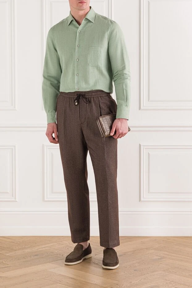 Loro Piana men's green linen shirt 179668 - photo 2