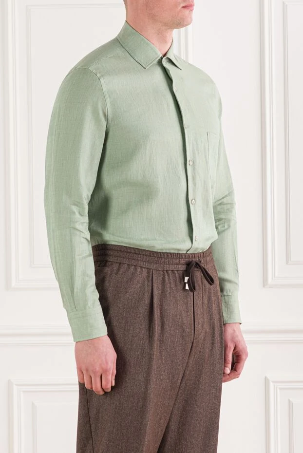 Loro Piana men's green linen shirt 179668 - photo 3