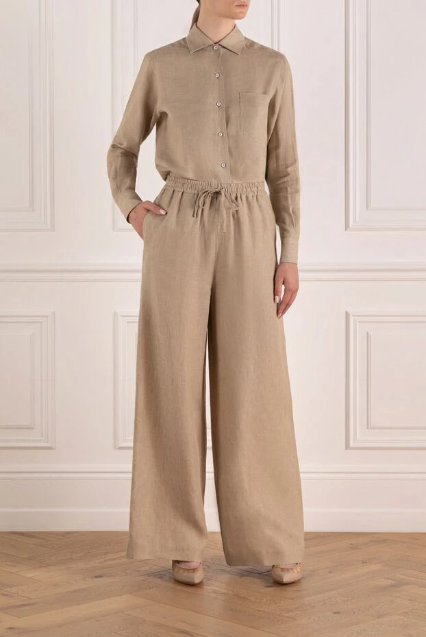 Loro Piana woman women's beige linen trousers buy with prices and photos 179687 - photo 2