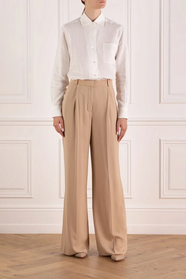 Loro Piana woman women's beige trousers made of silk and viscose 179688 - photo 2