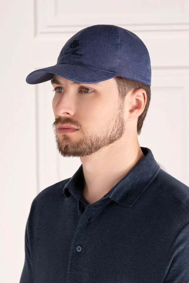 Loro Piana мужские кепка мужская синяя из льна купить с ценами и фото 179697 - фото 2