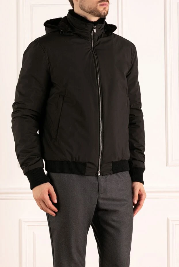 Moorer man men's black jacket made of polyester and polyamide 180016 - photo 3