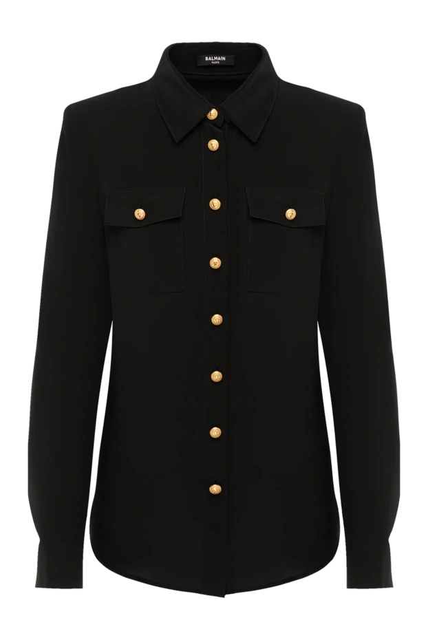 Balmain женские блуза женская черная из шелка купить с ценами и фото 179745 - фото 1