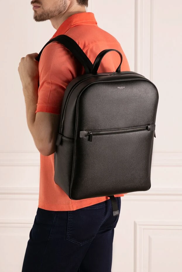 Serapian man backpack men's black made of calfskin buy with prices and photos 179814 - photo 2