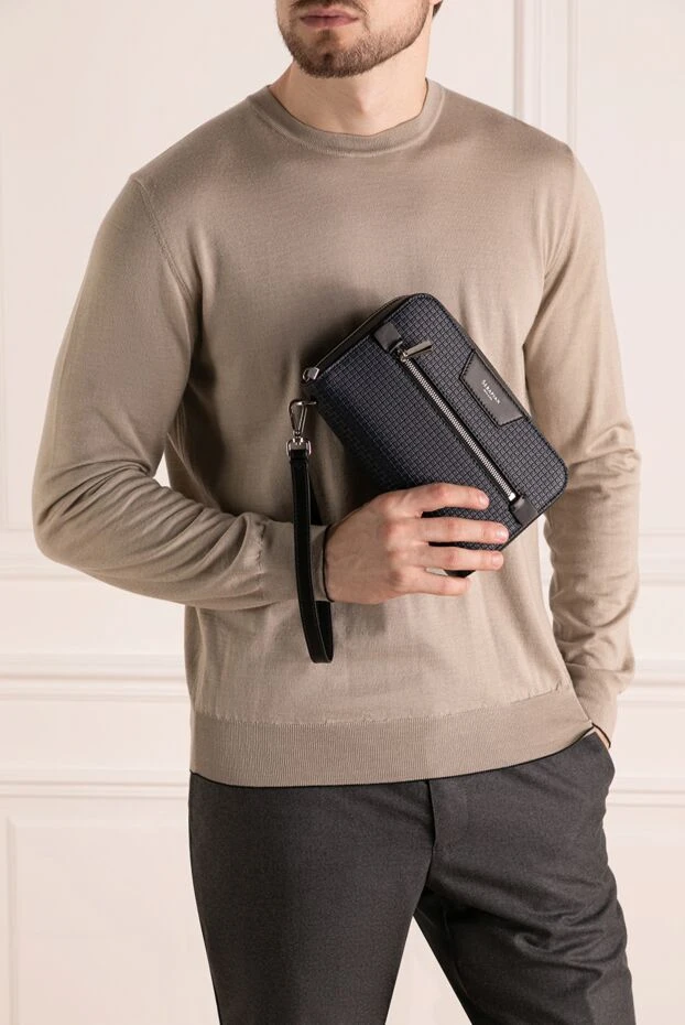 Serapian man men's blue clutch made of genuine leather 179818 - photo 2