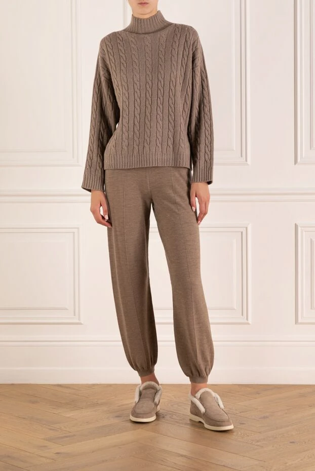 Loro Piana woman women's beige knitted cashmere trousers buy with prices and photos 179853 - photo 2