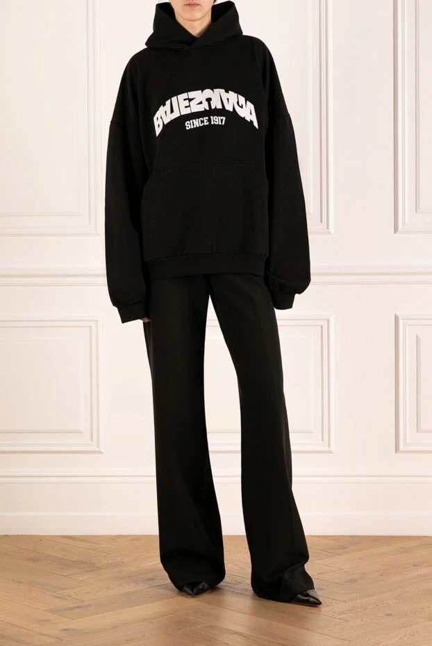 Balenciaga woman women's black cotton hoodie 179863 - photo 2