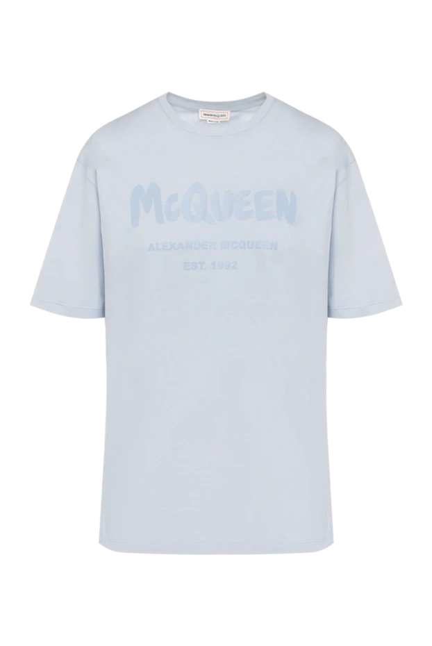 Alexander McQueen woman women's blue cotton t-shirt 179869 - photo 1