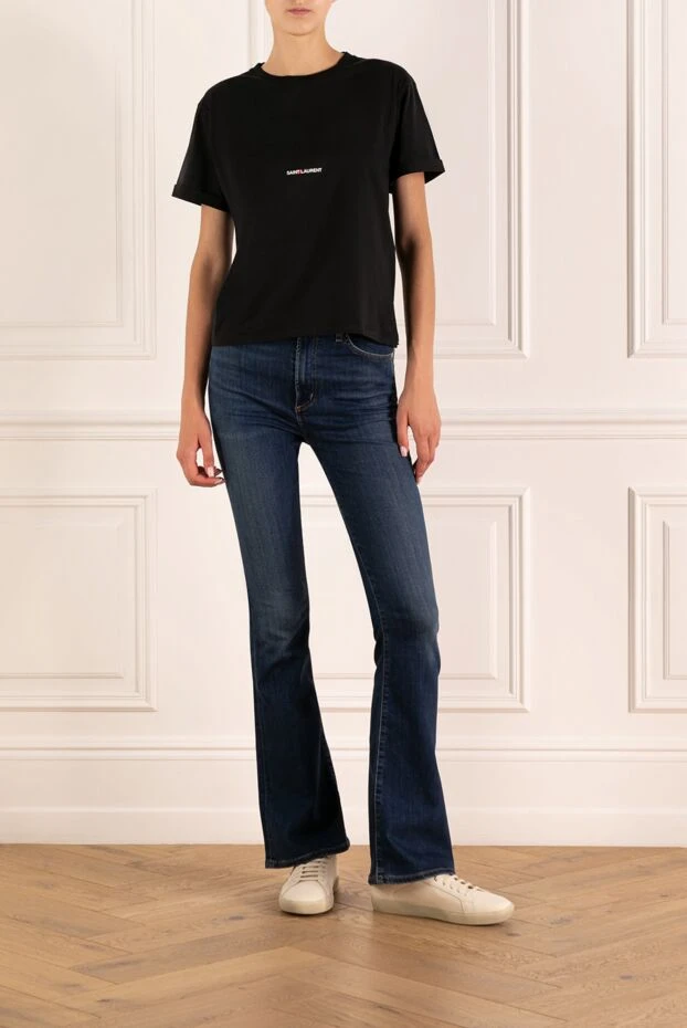 Saint Laurent woman women's black cotton t-shirt 179886 - photo 2