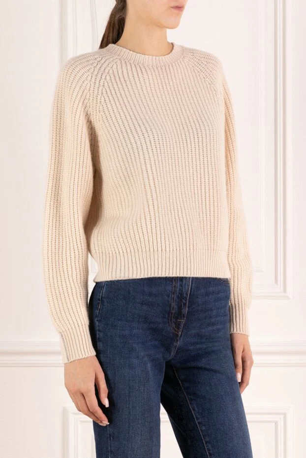 Peserico women's beige ribbed cashmere jumper 179909 - photo 3