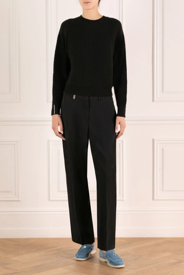Peserico black chunky cashmere jumper with raglan sleeves 179910 - photo 2