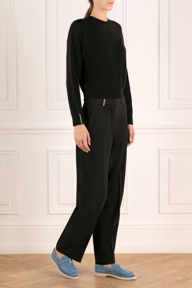 Peserico black chunky cashmere jumper with raglan sleeves 179910 - photo 3