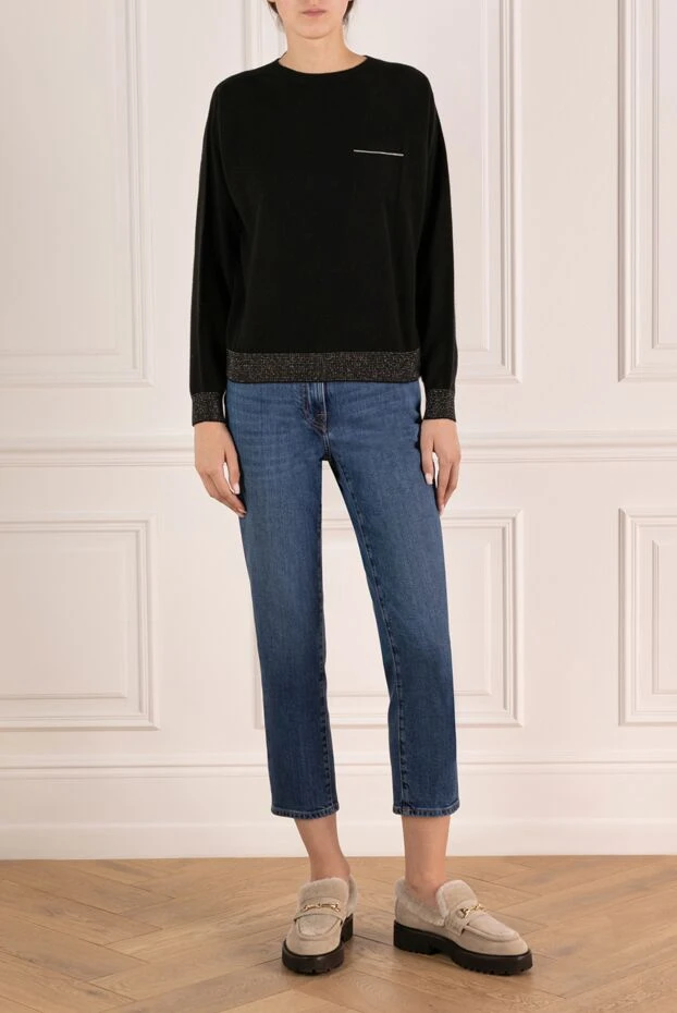 Джемпер жіночий чорний з кашеміру та віскози - фото 2