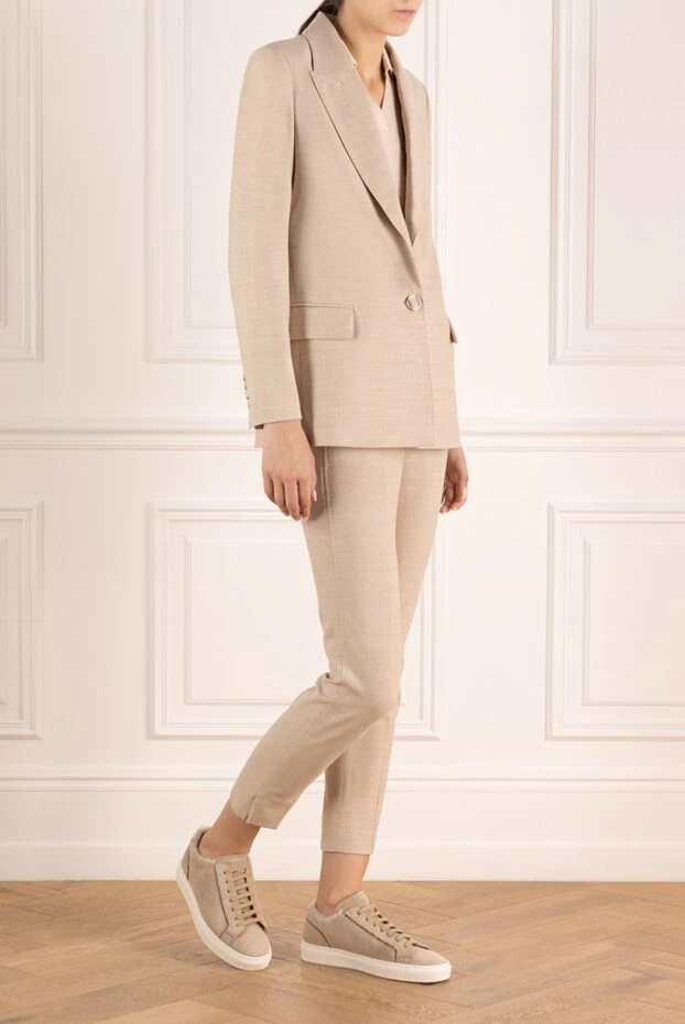 Peserico women's light beige wool trouser suit 179934 - photo 3