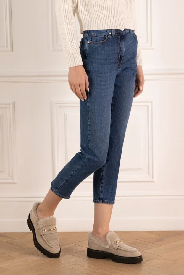 Peserico model made of stretch denim with a straight cut and a classic waist for women 179940 - photo 3