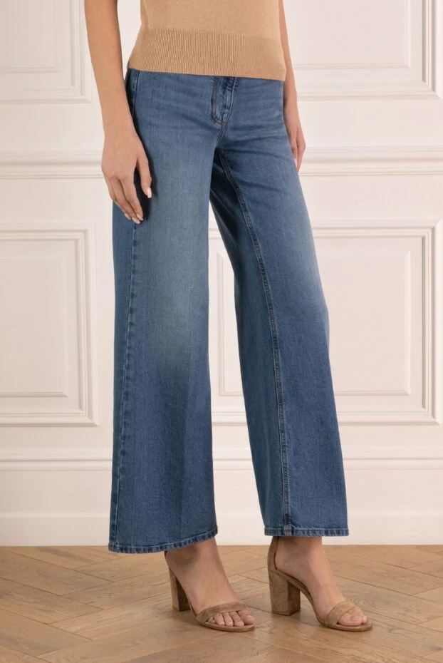 Peserico women's wide leg stretch denim jeans with even fade 179941 - photo 3