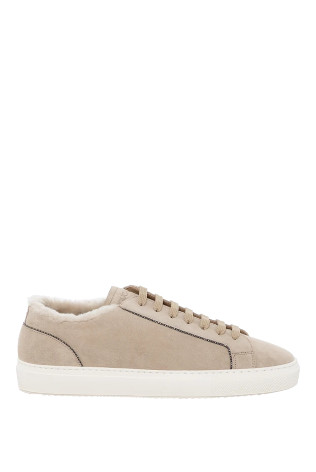 Doucal`s woman women's beige sneakers made of suede and fur 180000 - photo 1