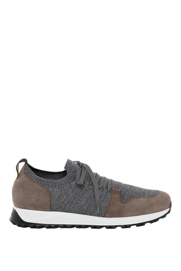 Doucal`s man men's gray cotton and suede sneakers buy with prices and photos 180001 - photo 1