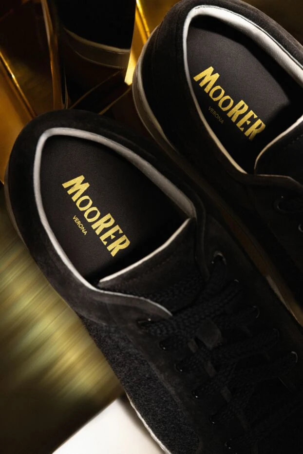 Moorer men's gray leather and wool snickers 180058 - photo 2