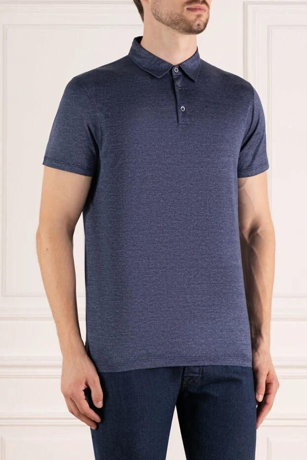 Moorer men's versatile polo shirt made of soft cotton in a melange blue tone 195778 - photo 3