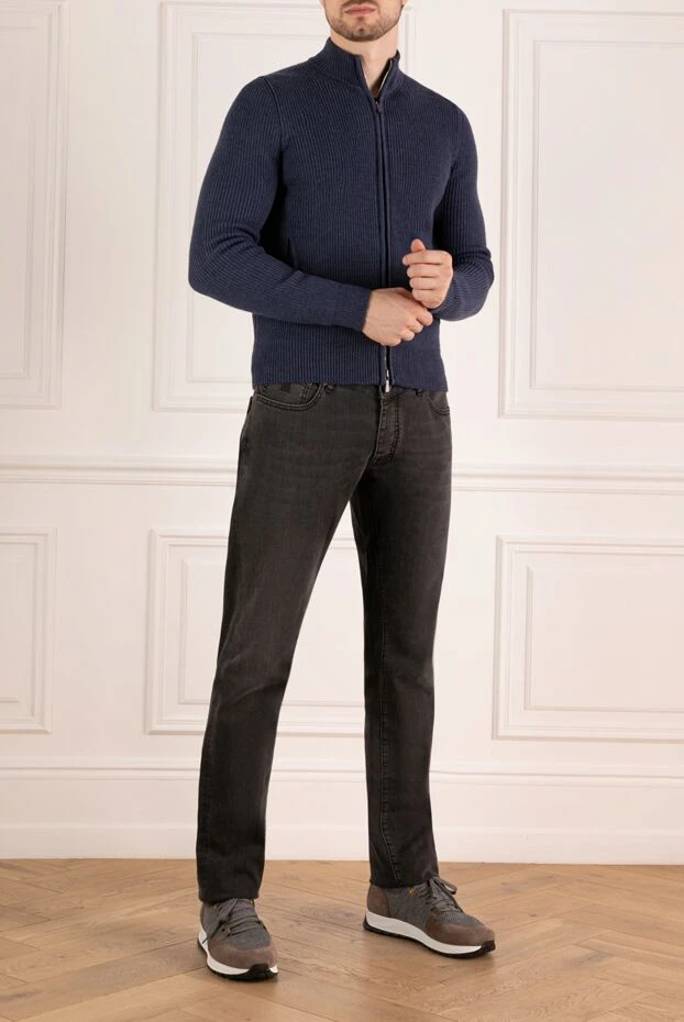 Moorer man men's blue wool cardigan 180124 - photo 2