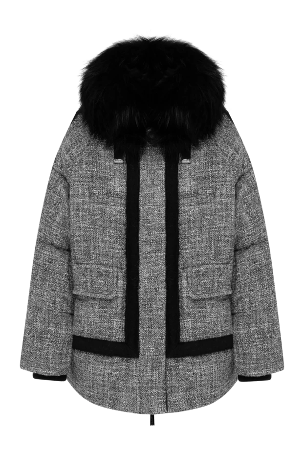 Moorer women's gray down jacket with black fur collar 180186 - photo 1