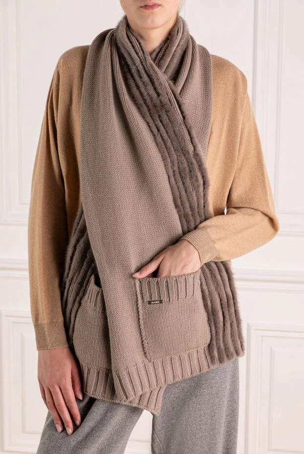 Moorer woman women's beige cashmere scarf 180199 - photo 2