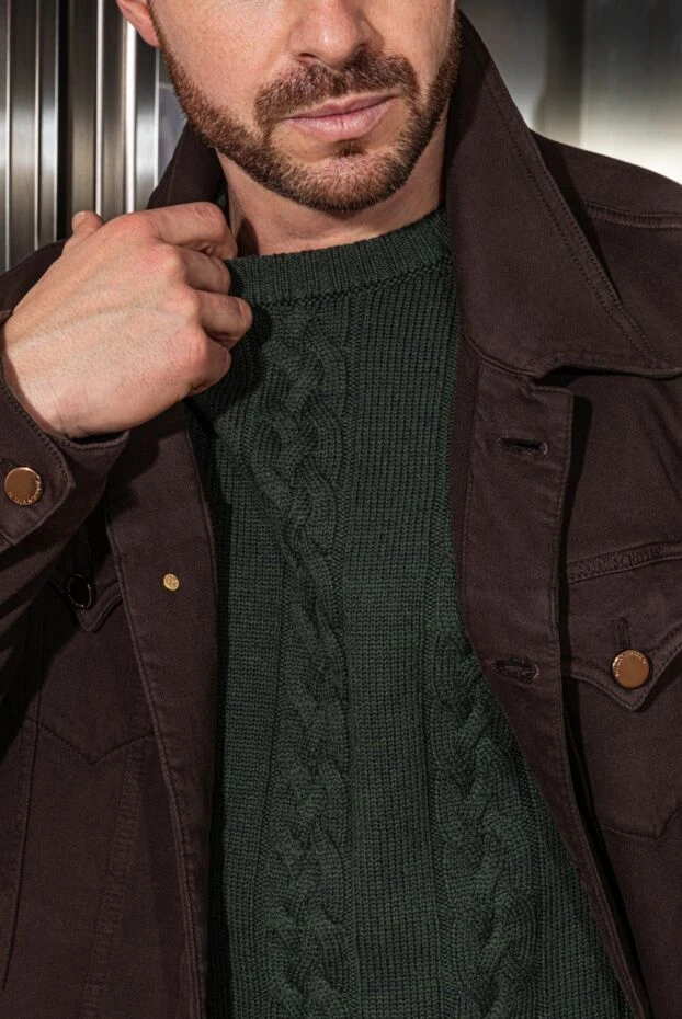 Moorer men's wool knitted jumper green 180266 - photo 2