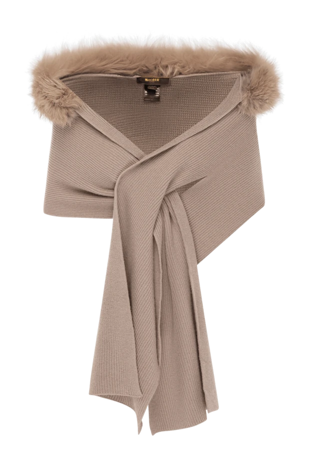 Moorer women's beige cashmere scarf with fur 180293 - photo 1