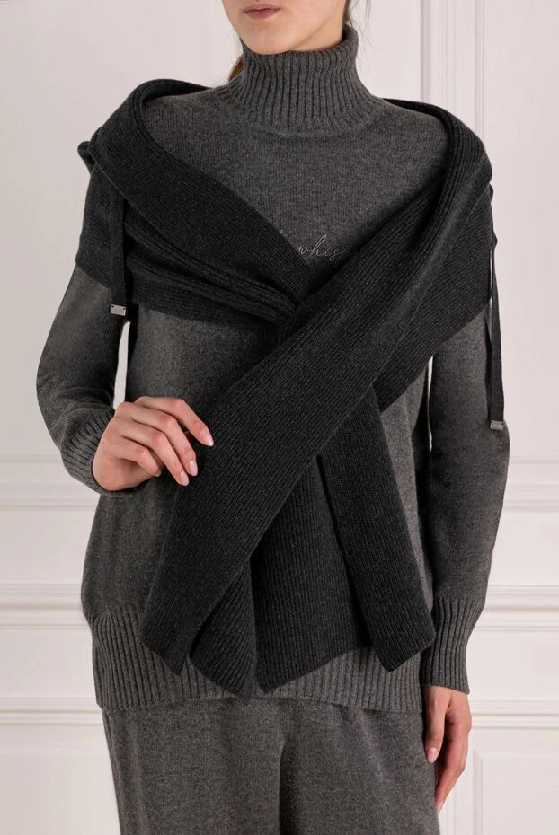 Moorer woman women's gray cashmere scarf 180295 - photo 2