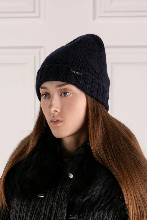 Moorer woman women's blue cashmere hat 180299 - photo 2