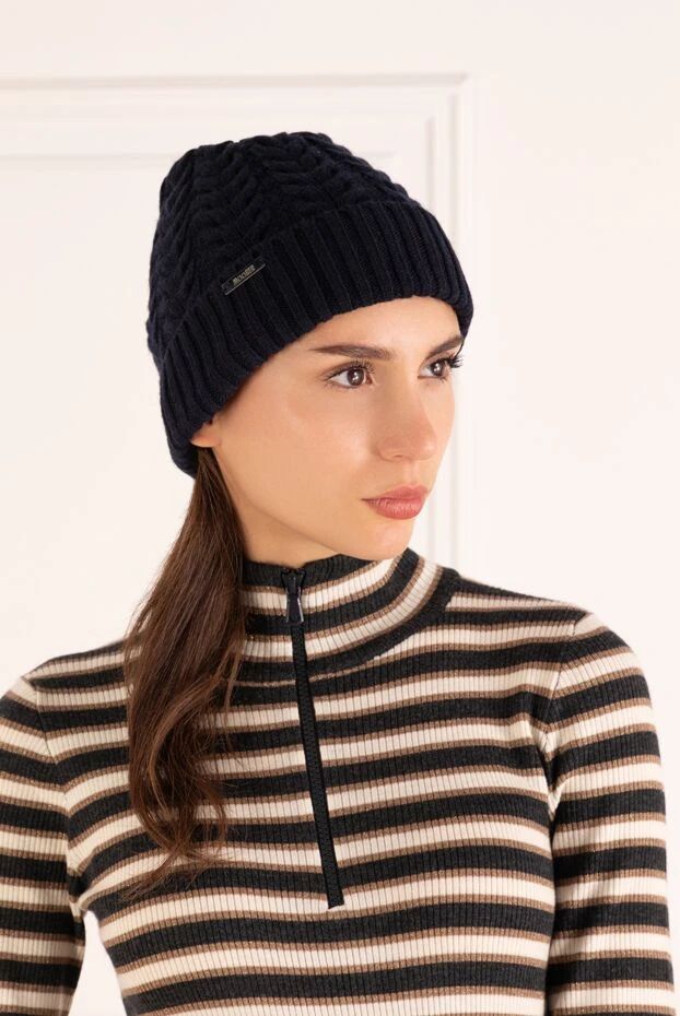 Moorer woman women's blue cashmere hat 180304 - photo 2