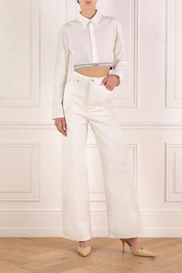 Loewe woman women's white cotton jeans buy with prices and photos 180337 - photo 2