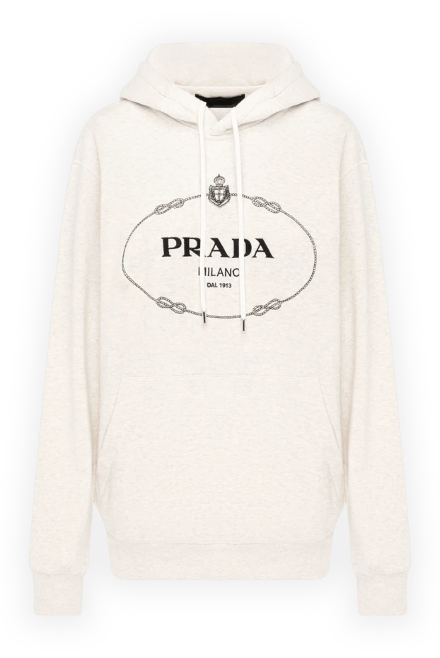 Prada женские худи женский бежевый из хлопка 180338 - фото 1