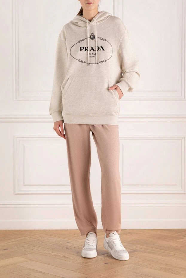 Prada woman women's beige cotton hoodie 180338 - photo 2