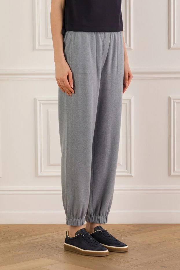 Brunello Cucinelli жіночі спортивні штани-джогери вільного крою з кашеміру 180371 - фото 3