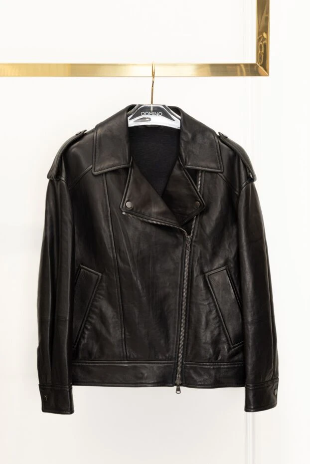 Brunello Cucinelli black women's jacket made of genuine leather 180387 - photo 3