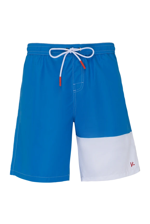 Isaia blue men's beach shorts with one white leg 180410 - photo 1